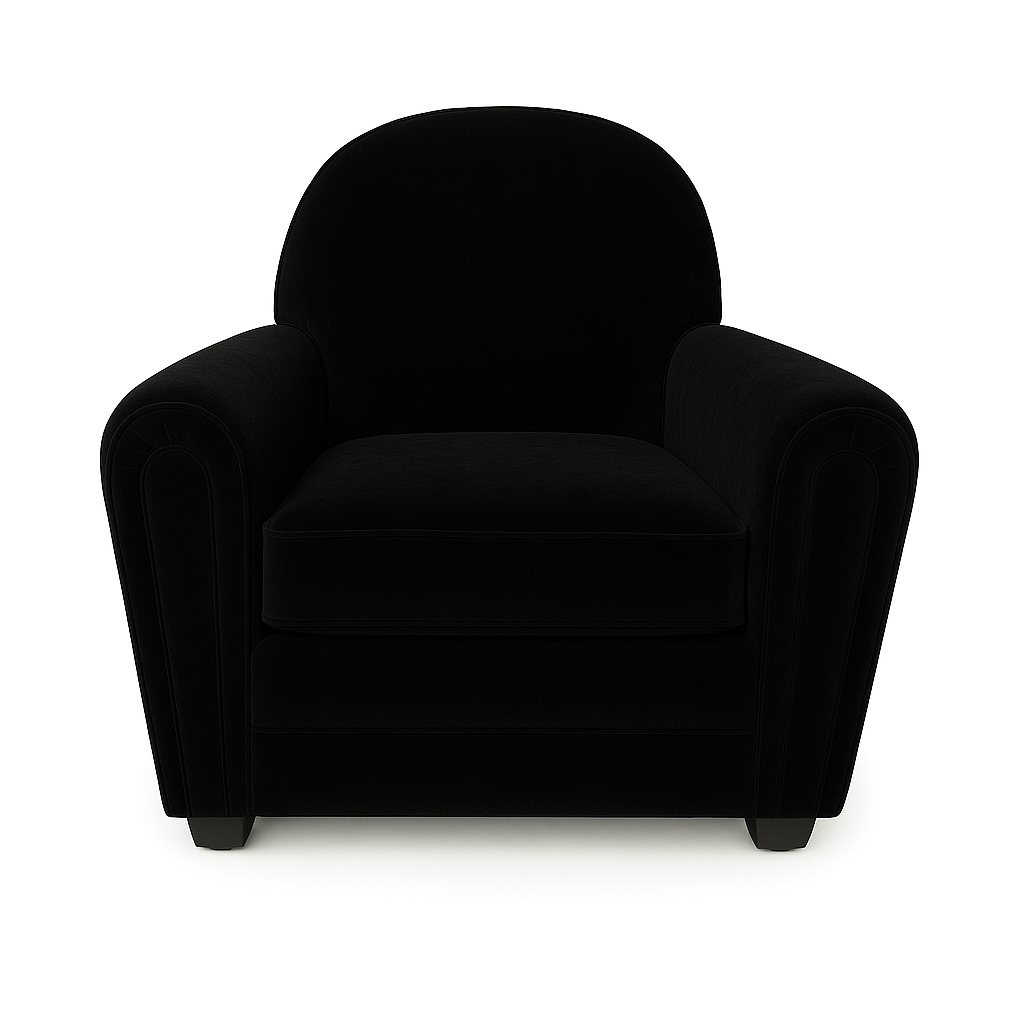 Fotoliu catifea NEAGRA | model MARA