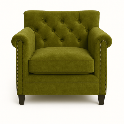 Fotoliu chesterfield TAN catifea VERDE